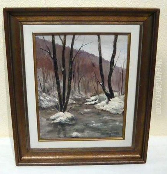 Paysage Enneige Oil Painting by Leon Jamin