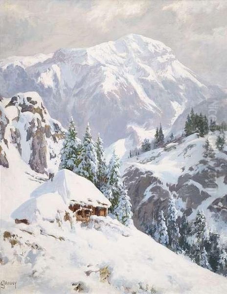 Die Rax An Der Steirisch-niederosterreichischen Grenze Oil Painting by Georg Janny