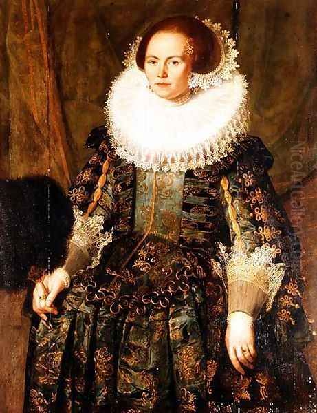 Portrait of Eva Ment, wife of Governor Jan Pietersz, Coen of Hoorn, 1631 Oil Painting by Jakob Wabbe