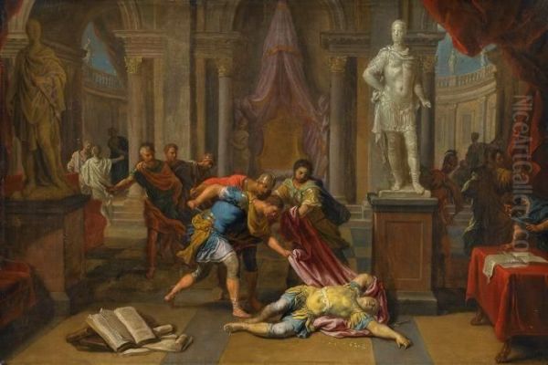 The Death Of Caesar Oil Painting by Victor Honore Janssens