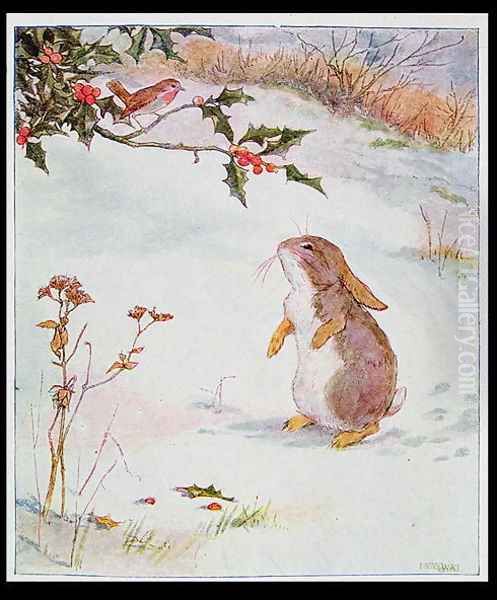 I say Bob, who is Jack Frost? from Busy Bunny Book, pub. by Nelson Oil Painting by Alan Wright