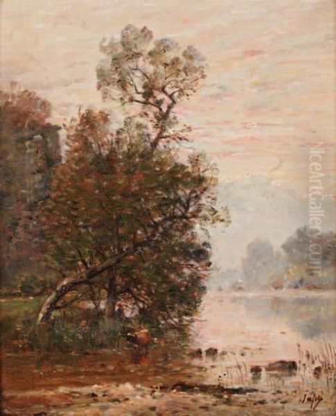 Les Grands Arbres Au Bord De L'etang Oil Painting by Louis-Aime Japy