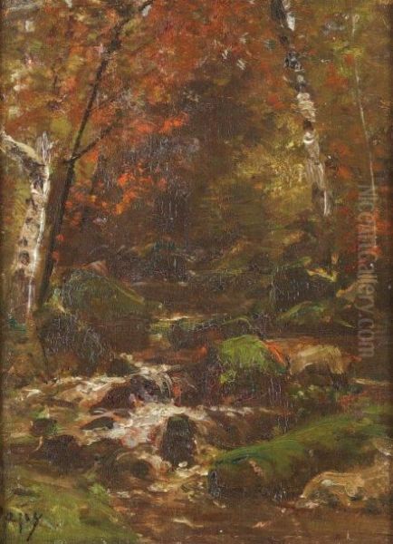 Cascade En Sous-bois Oil Painting by Louis-Aime Japy