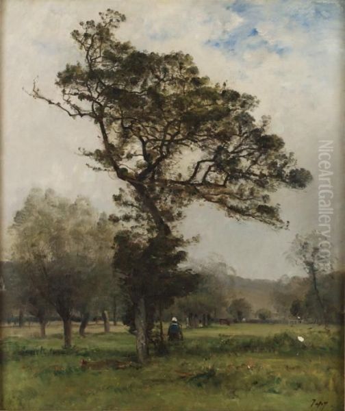 Pastoralt Landskap Oil Painting by Louis-Aime Japy