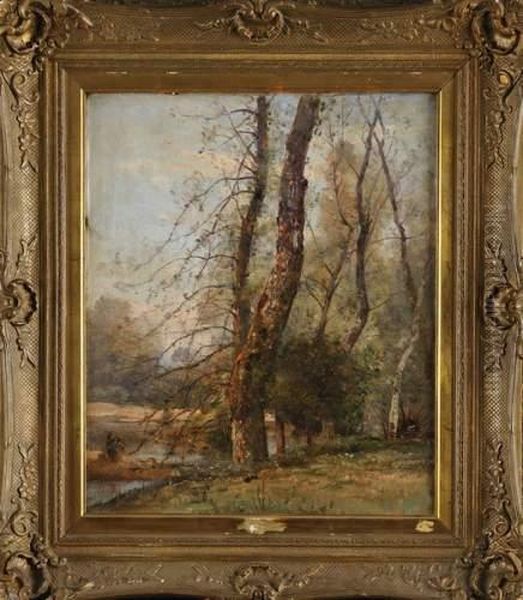 Arbres Pres D'une Riviere Oil Painting by Louis-Aime Japy