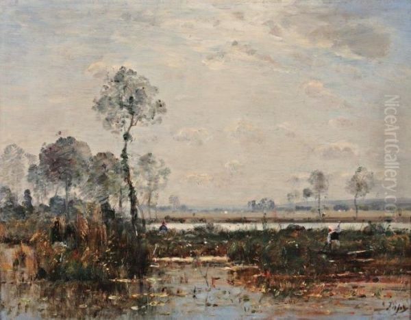 Au Bord De L'etang Oil Painting by Louis-Aime Japy