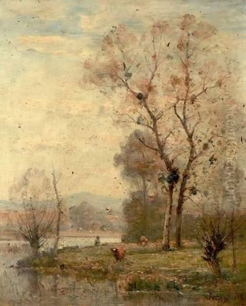 Le Bord Du Lac Oil Painting by Louis-Aime Japy