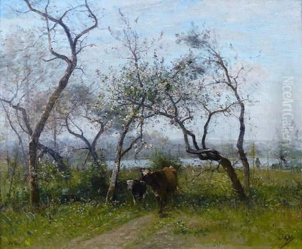 Paysage De Picardie Aux Arbres En Fleurs Oil Painting by Louis-Aime Japy