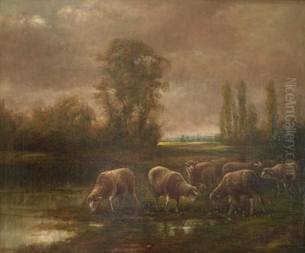 Paysage Aux Moutons Oil Painting by Jose Maria Jardines