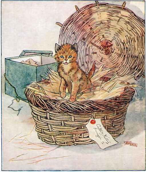 To Polly, sweetest girl in the world..., illustration from 'Cuddly Kitty and Busy Bunny', by Clara G. Dennis, published by Thomas Nelson and Sons, Ltd., 1926 Oil Painting by Alan Wright