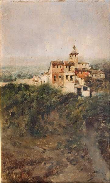 Paisaje Con Casas Oil Painting by Jose Maria Jardines