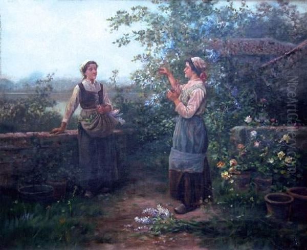 La Cueillette Des Lilas. Oil Painting by Jose Maria Jardines