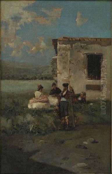 Majos En Casa De Campo Oil Painting by Jose Maria Jardines