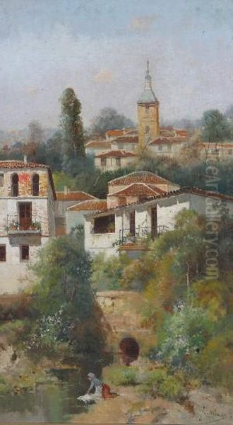 Village Landscape Oil Painting by Jose Maria Jardines