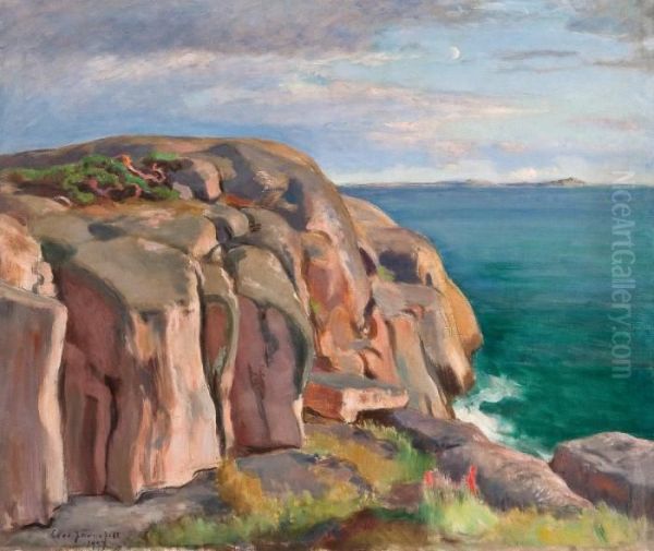 Cliffs On The Shore Of Kaivopuisto Oil Painting by Eero Jarnefelt