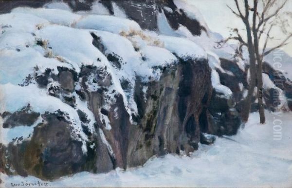 Snow-covered Cliffs Oil Painting by Eero Jarnefelt