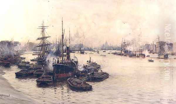 The Port of London Oil Painting by Charles William Wyllie