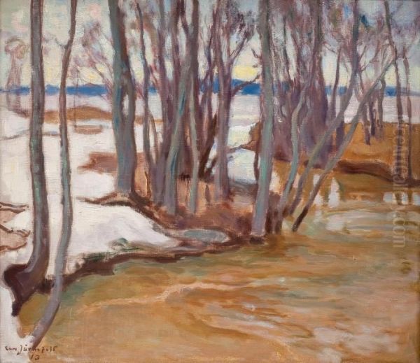 Spring Flooding In Tuusulanjarvi Oil Painting by Eero Jarnefelt