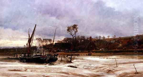 Rainham Quay Oil Painting by Charles William Wyllie