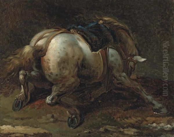 A Grey Charger Oil Painting by Gricault Jean-Louis-Andr-Thodore