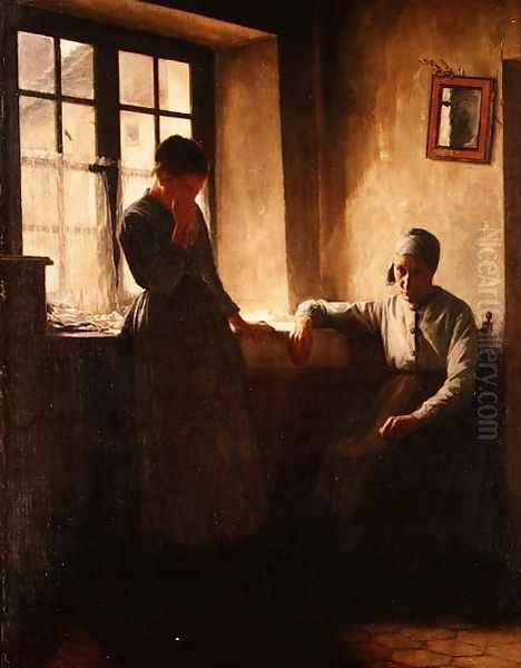 A Confession Oil Painting by William Tom Warrener