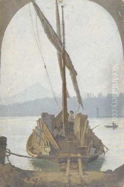 Segelschiff Mit Fracht Oil Painting by Edouard Jeanmaire