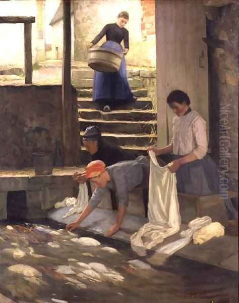 The Laundry Oil Painting by William Tom Warrener