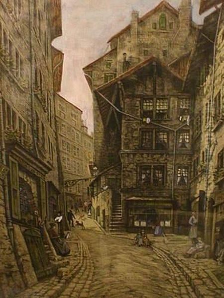 Edouard ,geneve - Rue Du Petit Perron Oil Painting by Edouard Jeanmaire