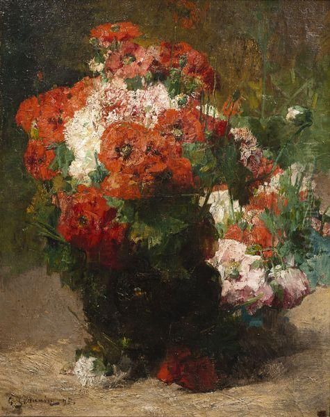 Bouquet De Fleurs Oil Painting by Georges Jeannin