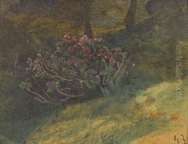 Landschaftspartie Mit Bluhendem Strauch Oil Painting by Georges Jeannin