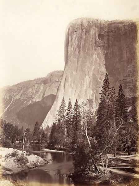 El Capitan, Yosemite National Park, USA, 1861-75 Oil Painting by Carleton Emmons Watkins