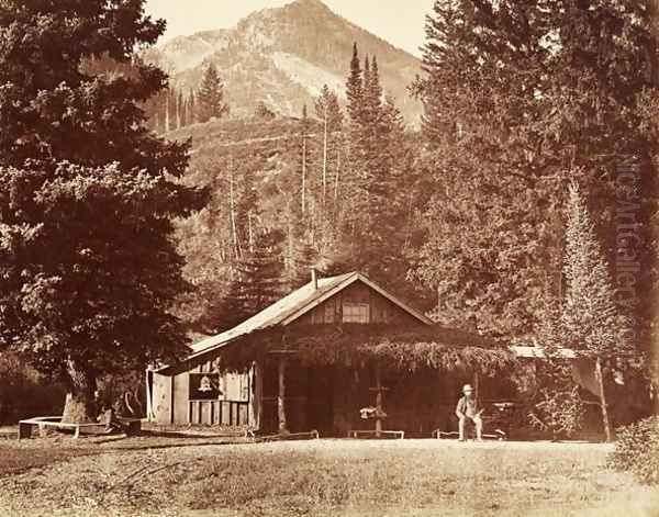 Kessler Peak and Meeks Camp, Big Cottonwood Canyon, Utah, USA, 1861-75 Oil Painting by Carleton Emmons Watkins