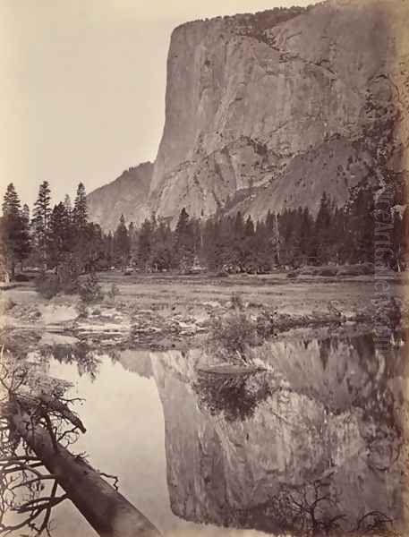 Mirror view of El Capitan, Yosemite, USA, 1872 Oil Painting by Carleton Emmons Watkins