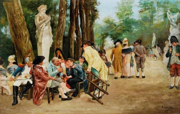 Elegante Gesellschaft Im Park Oil Painting by Jose Jimenez y Aranda