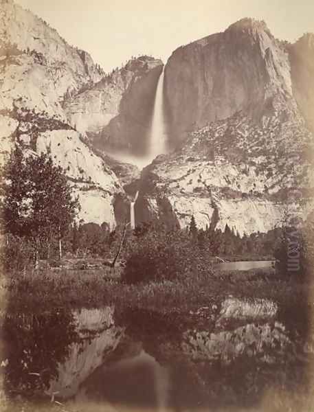 Yosemite Falls, USA, 1861-75 Oil Painting by Carleton Emmons Watkins