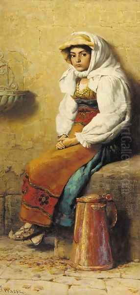 An Italian peasant girl Oil Painting by Arthur Wasse