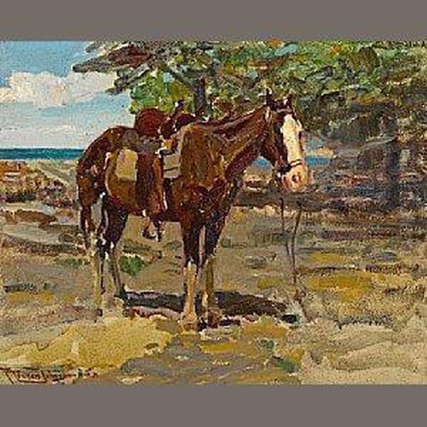 Blazed-face Pony Oil Painting by Frank Tenney Johnson