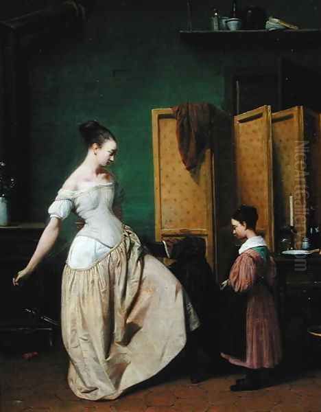 Woman at her Toilet, 1835 Oil Painting by Ferdinand Wachsmuth