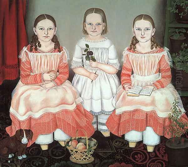 The Lincoln Children 1845 Oil Painting by Susan C. Waters