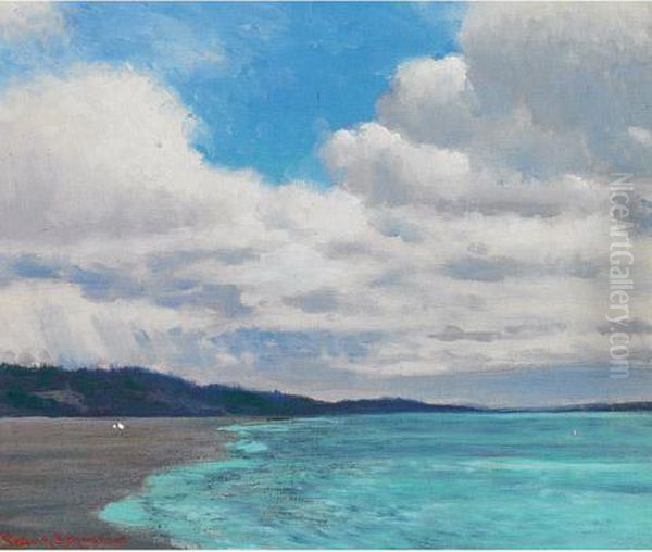 Weather Breezing Oil Painting by Franz Hans Johnston