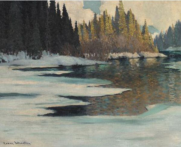 Spring On The Onoman River Oil Painting by Franz Hans Johnston