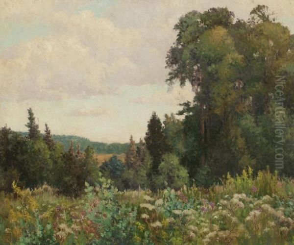 Flowering Meadow Oil Painting by Franz Hans Johnston