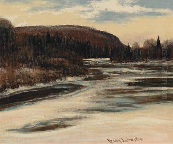 River In Winter Oil Painting by Franz Hans Johnston