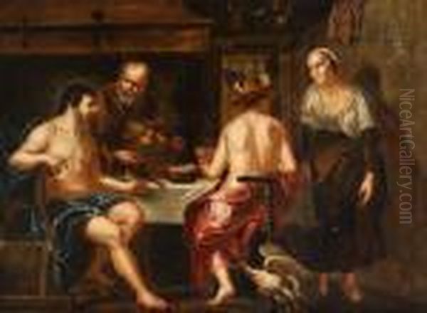 Jupiter En Mercurius Bij Philemon En Baucis Oil Painting by Jacob Jordaens