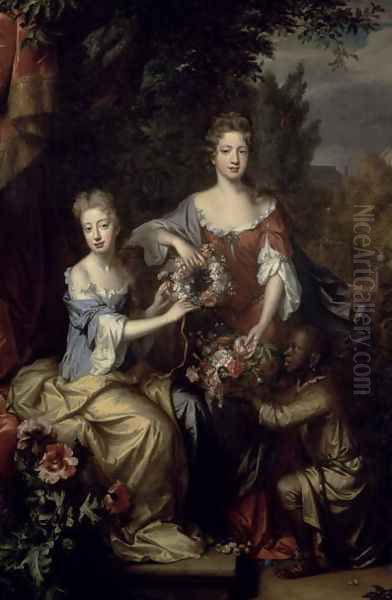 Portrait of Lady Frances Lady Coningsby (1675-1714-15) and Lady Katherine Jones Oil Painting by William Wissing or Wissmig