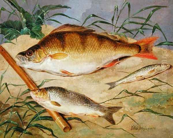 An Anglers Catch of Coarse Fish Oil Painting by Dean Wolstenholme, Jr