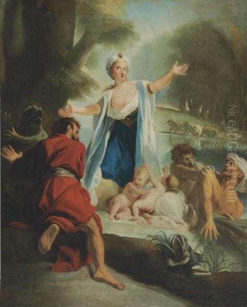 Latona Turning The Lyceans Into Frogs Oil Painting by Jean-baptiste Jouvenet