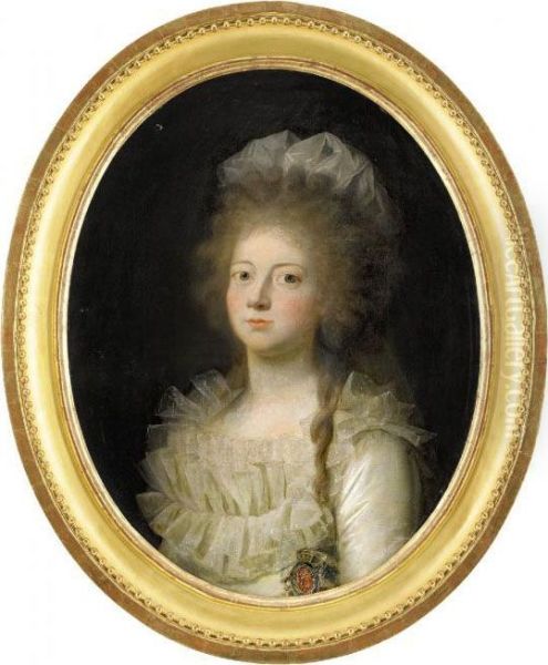 Portratt Av Kronprinsessan Marie-sophie-frederikke Av Danmark - Midjebild Oil Painting by Jens Juel