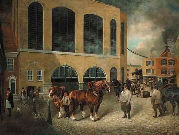 View of the Black Eagle Brewery, Brick Lane, Whitechapel, London Oil Painting by Dean Wolstenholme, Jr