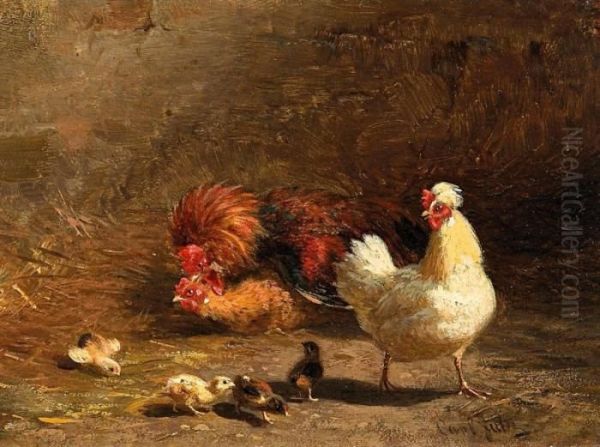 Chicken Coop Oil Painting by Carl Jutz